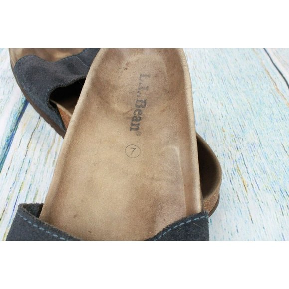 LL Bean Navy Blue Suede Slip on Slide Sandals Slippers Size 7 - Picture 8 of 9